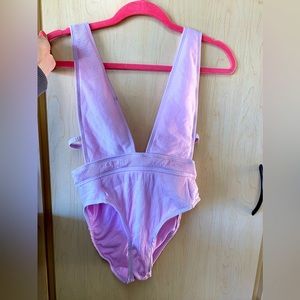 The Bikini Lab One-Piece ripped Plunge Suit -Med